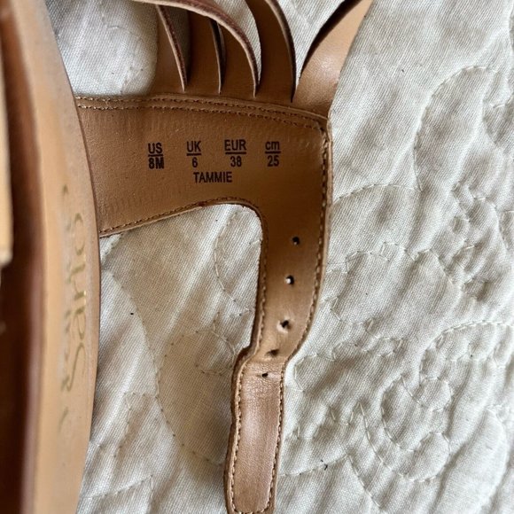 Franco Sarto Womens Wedge Espadrilles Sandals Tan Leather Ankle Straps US Size 8 - Picture 7 of 8